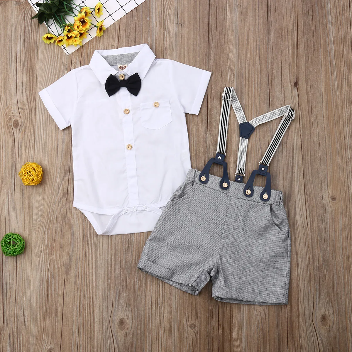 

Baby Boys Gentleman Clothes Set White Shirt Bodysuit Romper Shorts Overalls Bib Pants 0-24M Newborn Infant Toddler Summer Outfit