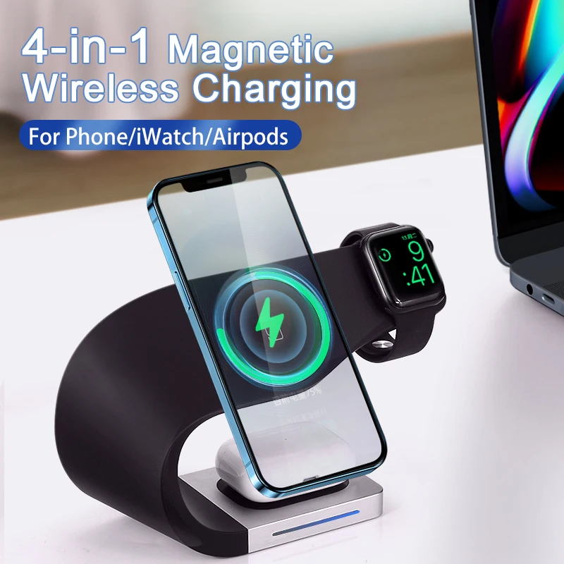 

3 in 1 Magnetic Wireless Chargers Stand For IPhone13 12 Induction Charger Fast Incarcator Bracket Apple Watch 1-6 SE AirPods Pro