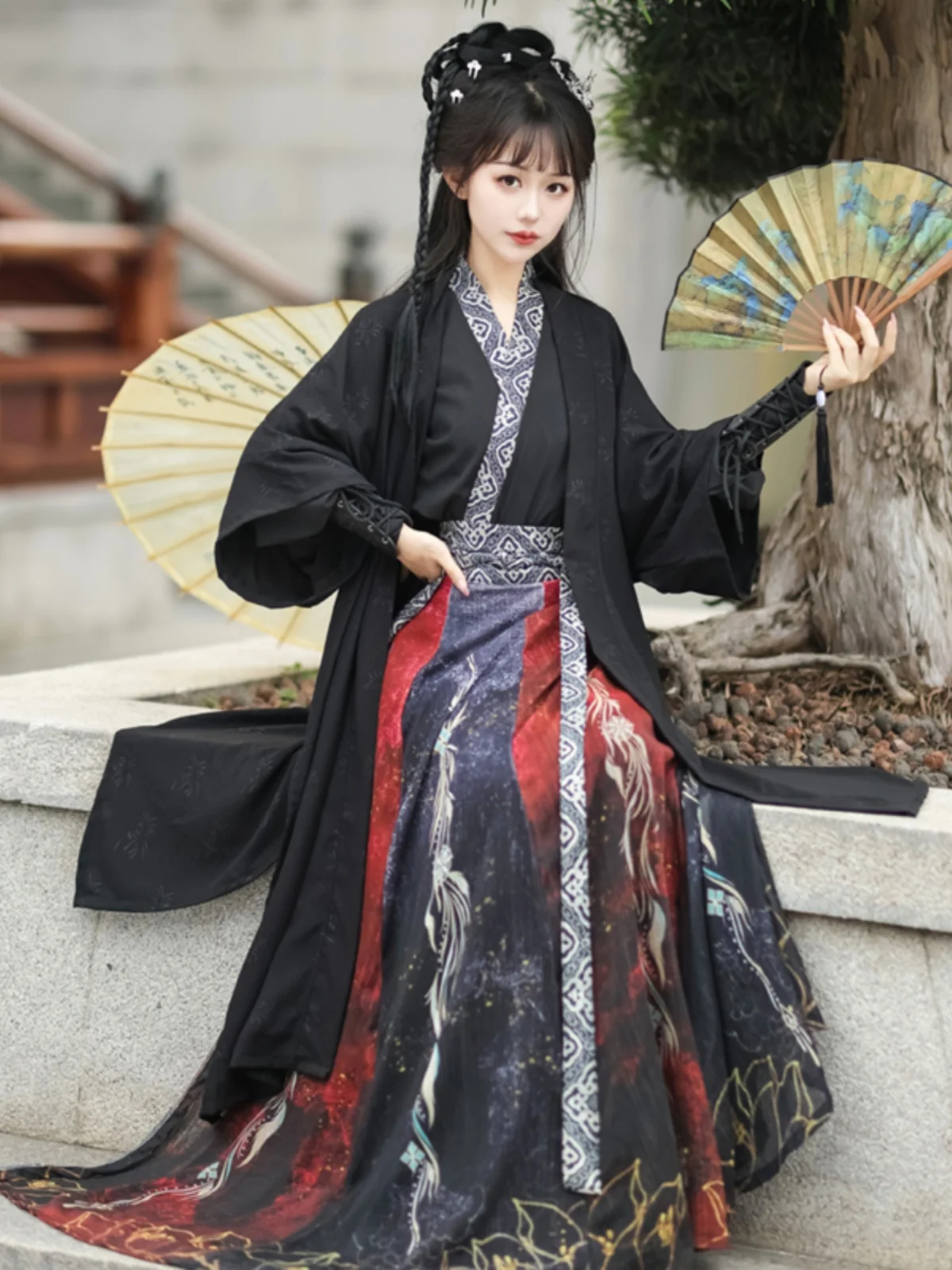 Аутентичный оригинальный Hanfu Song Zhizi Талия-высокие сломанные чернила в