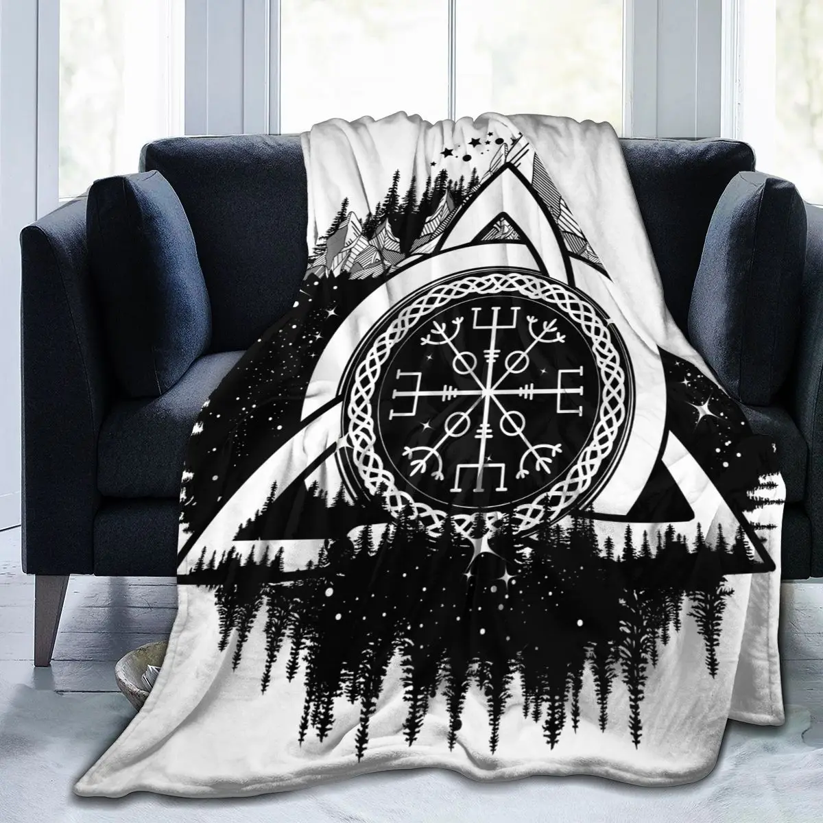 

Flannel Blanket Celtic Boho Print Light Thin Mechanical Wash Warm Soft Blankets Throw on Sofa Bed Travel Patchwork