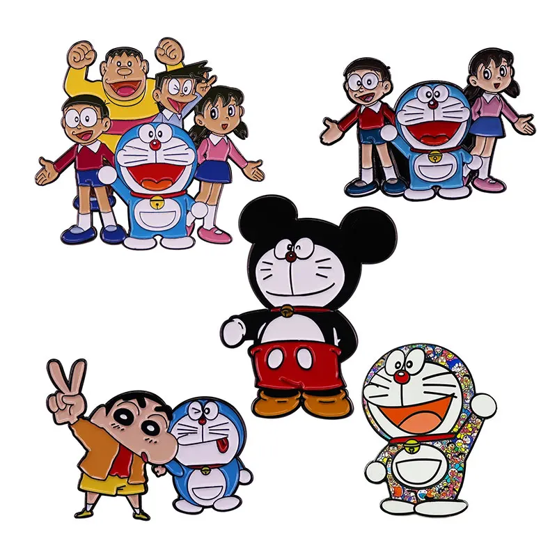 Эмалированные значки Doraemon Коллекционирование Nobita Nobi Shizuka Minamoto Takeshi Гра Suneo Honekawa Dorami металлические значки