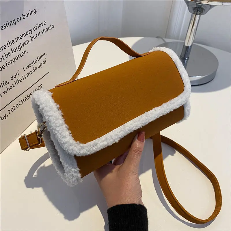 Женская сумка через плечо Наплечная Сумка плюшевая зимняя теплая роскошная