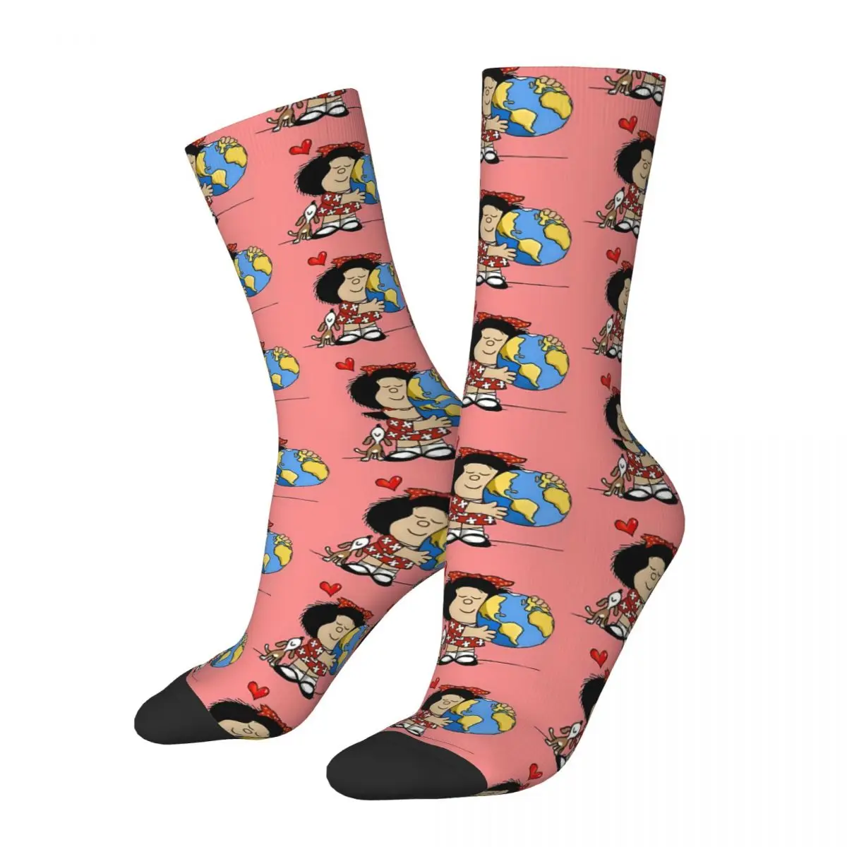 

Vintage The World And Her Puppy Men's Socks Mafalda Cartoon Comic Unisex Harajuku Seamless Printed Funny Crew Sock Gift