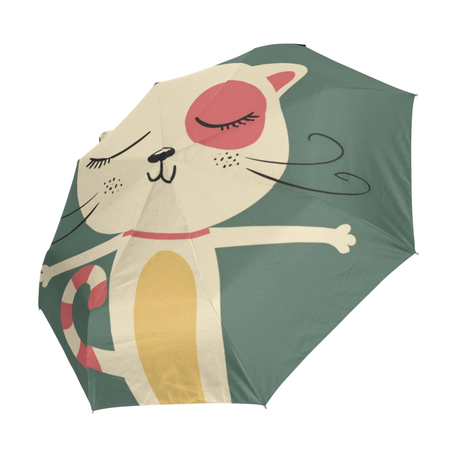 

Cat Pattern Umbrella Women Sun Protection Black Coating Umbrella Good Quality Three Folding Automatic Umbrella Parasol