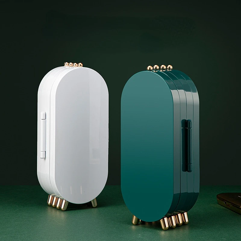 Foldable jewelry box with mirror jewelry earrings necklace ring storage box creative folding screen storage rack