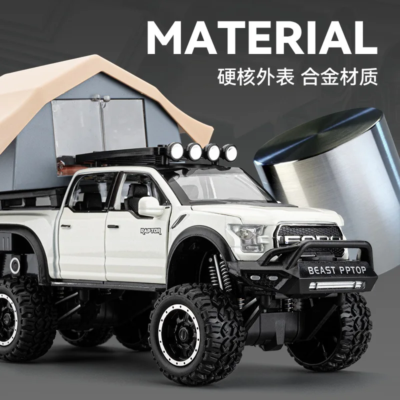 1:24 Ford F-150 Raptor игрушечный автомобиль литая Миниатюрная модель спортивный звук и