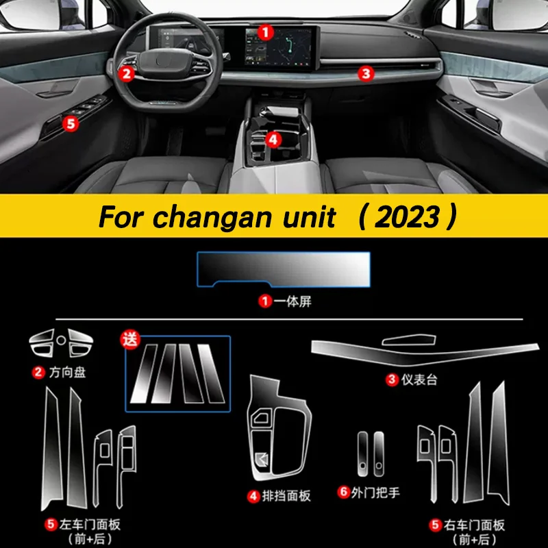 

For CHANGAN UNI-T UNIT 2021 2022 2023 Car Interior Center Console Transparent TPU Protective Film Anti-scratc