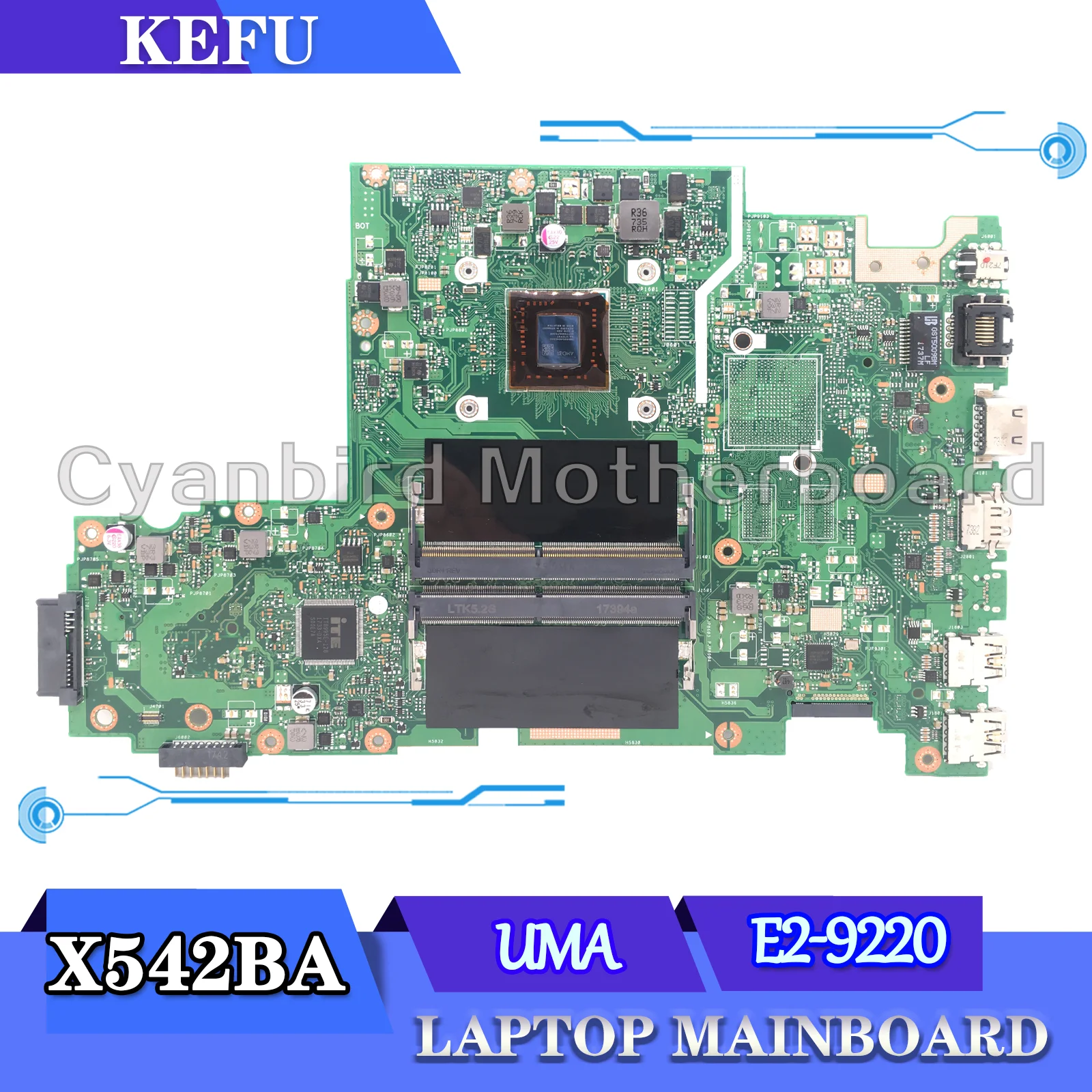 

Материнская плата X542BA для ноутбука Asus X542B X542BP A580B K580B, материнская плата 100%, тест E2-9220M, ЦП
