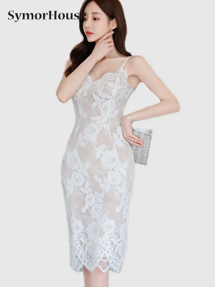 

2023 New Vintage Spring Summer Party Vestidos Simple Chic Work Wear Sexy Lace Dress Women Bodycon Sheath Casual Pencil Dresses