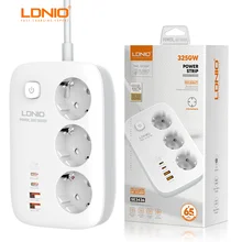 LDNIO USB Power Strip European Standard 3250W 3 EU AC Outlets 4 USB Ports Surge Protection Power Plug Home Electronic Socket