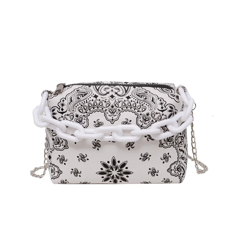 

Fashion Bags for Women 2022 Printing Designer Canvas Crossbody Thick Chain Lady Shoulder Handbags Female Travel Cross Body Bag