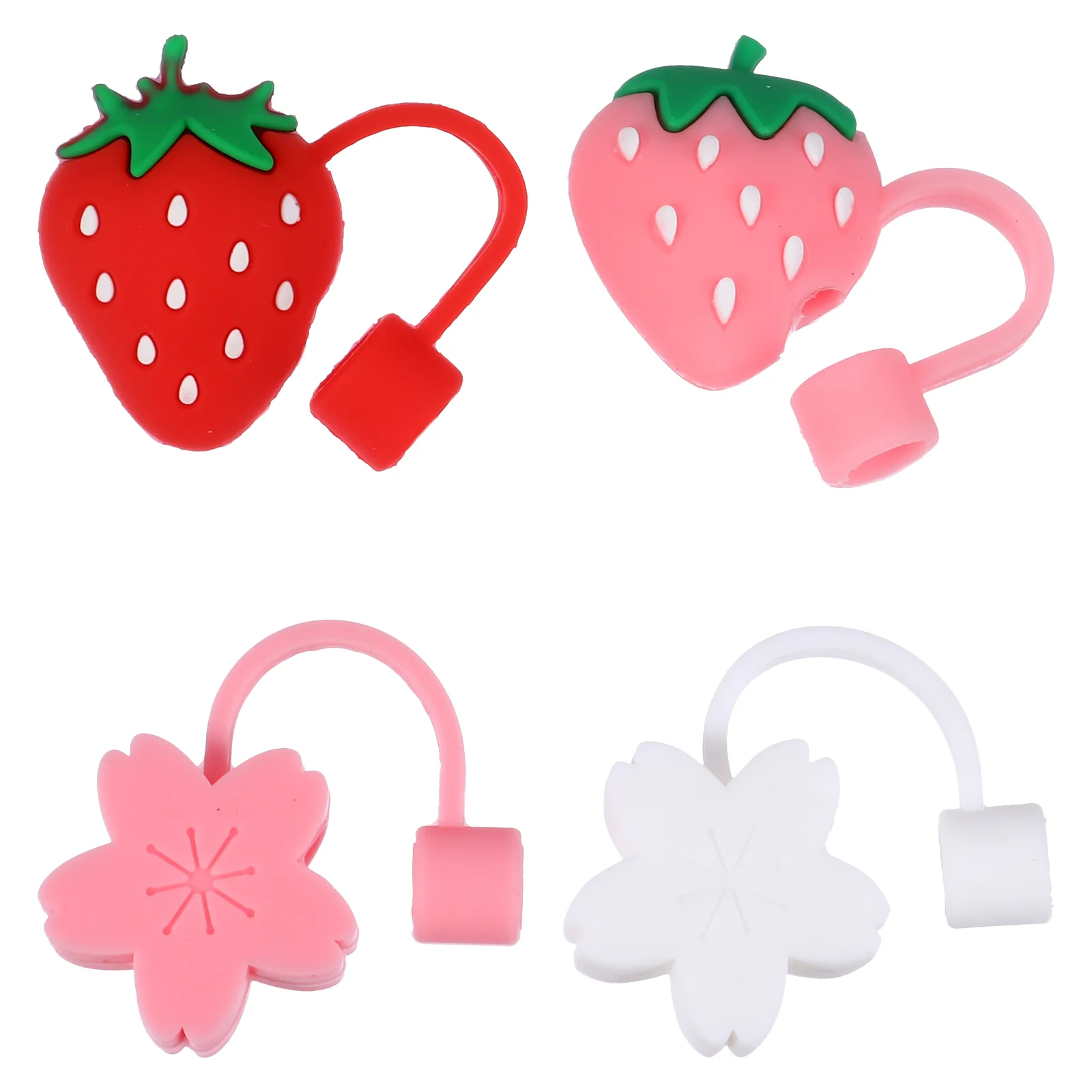 

Straw Tips Drinking Cap Cover Plugs Silicone Reusablecute Caps Strawberry Accessories Cup Anti Funny Plug Lids Proof S