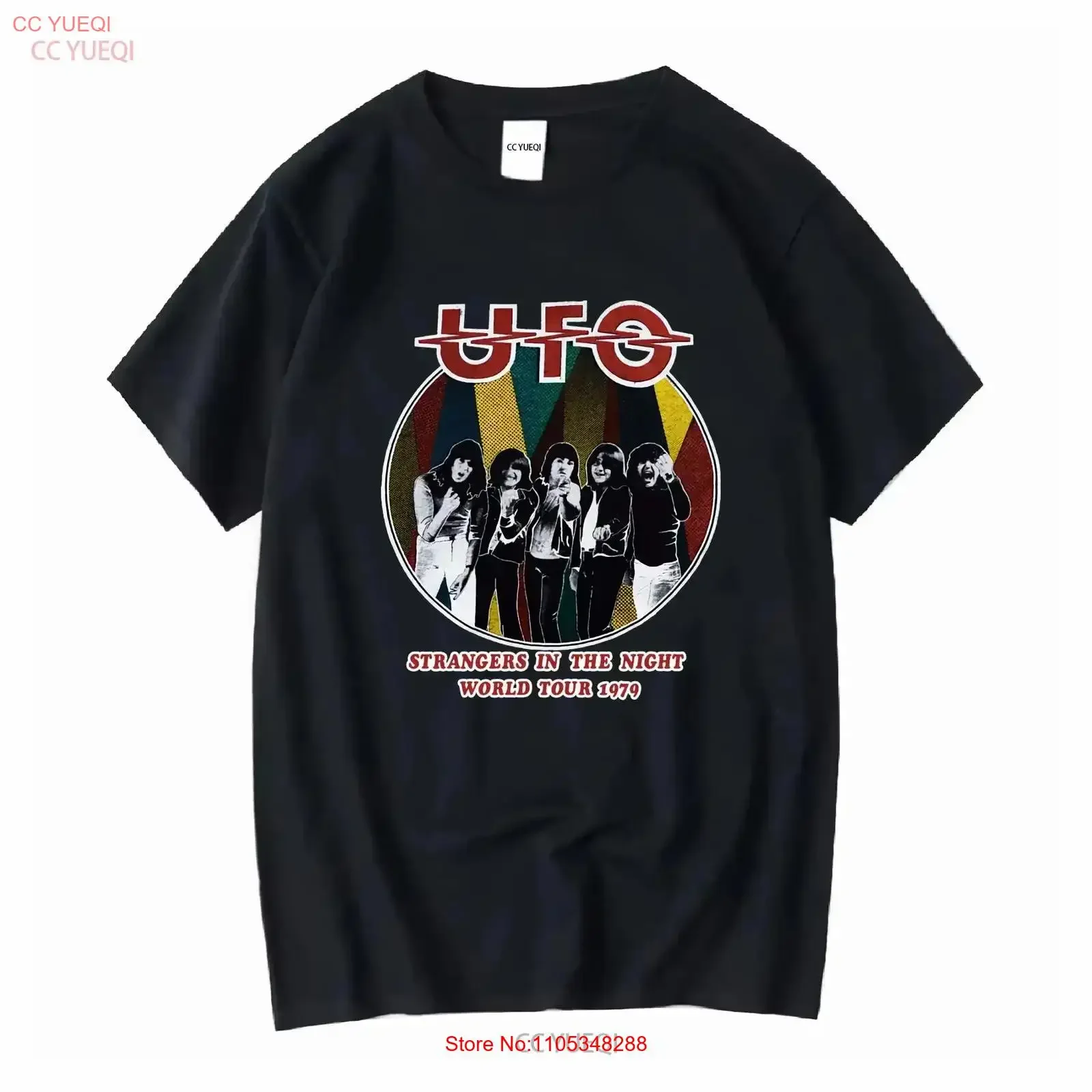 Фото Оригинальная винтажная рубашка UFO 'Strangers in the Night World Tour 1979', дышащая, комфортная, в стиле кэжуал, с эффектом потертости. №1