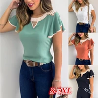 causal t shirt women 2022 new solid slim short section gentle style fashion thin short sleeved top women