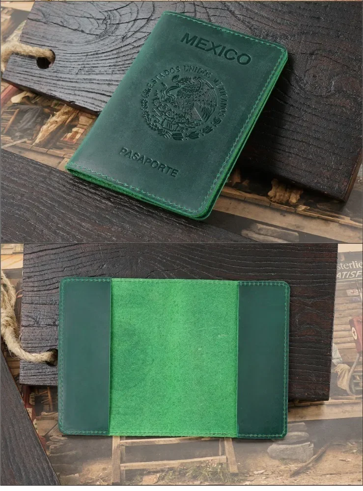Genuine Leather Passport Cover For Mexican Credit Card Holder Vintage Men Women Case Travel Wallet