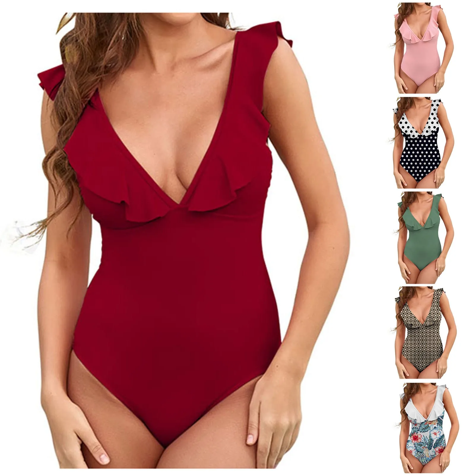 

Women's Sexy Slim Fit Printed Sling Split Bikini Plus Size Swimsuit Casual V-neck Swimsuit Woman 2023 купальник женский