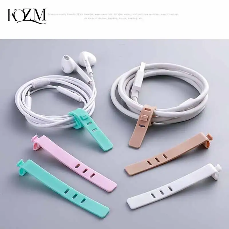 

4Pcs Silicone Cable Organizer USB Data Wrap Cord Winder Wire Protector Holder Office Set Accessories