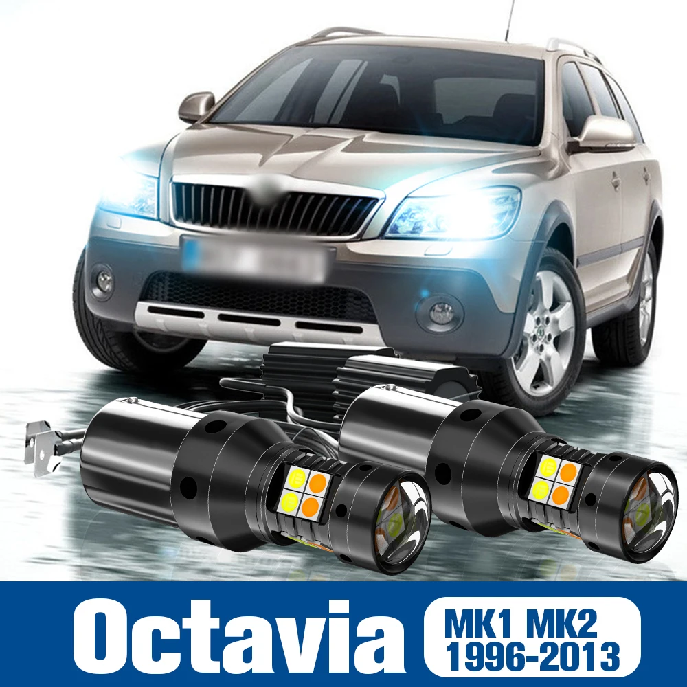

2pcs LED Dual Mode Turn Signal+Daytime Running Light DRL Accessories Canbus For Skoda Octavia 1 2 MK1 MK2 1996-2013 2005 2011