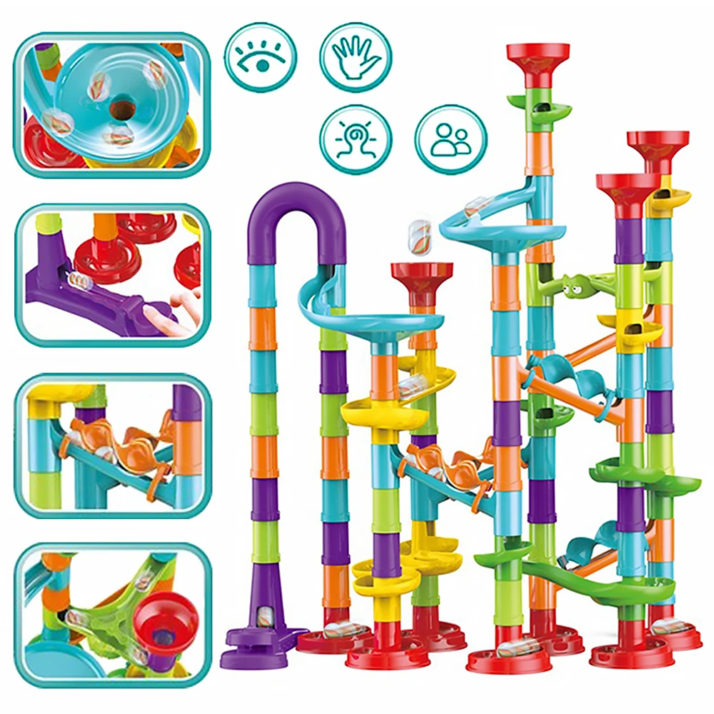 

Marble Run Race Track Building Blocks Kids Montessori Educational Toys Run Track Blocks 3D Maze Ball Roll Toy Christmas Gift