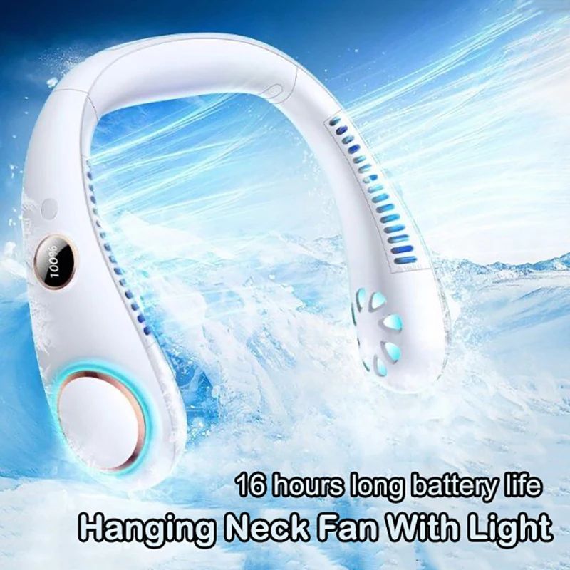 

Xiaomi Neck Fan Portable Air Conditioner Cooler USB Rechargeable Leafless Fans Adjustable Neckband Mini Fan With Colorful Light