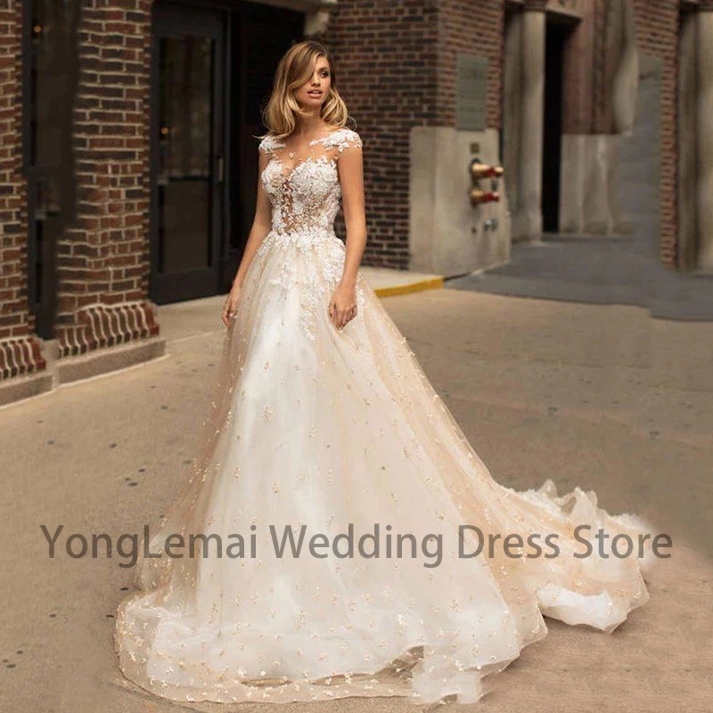 

Женское свадебное платье It's yiiya, белое кружевное платье цвета шампанского с открытой спиной и 3D цветами на лето 2023