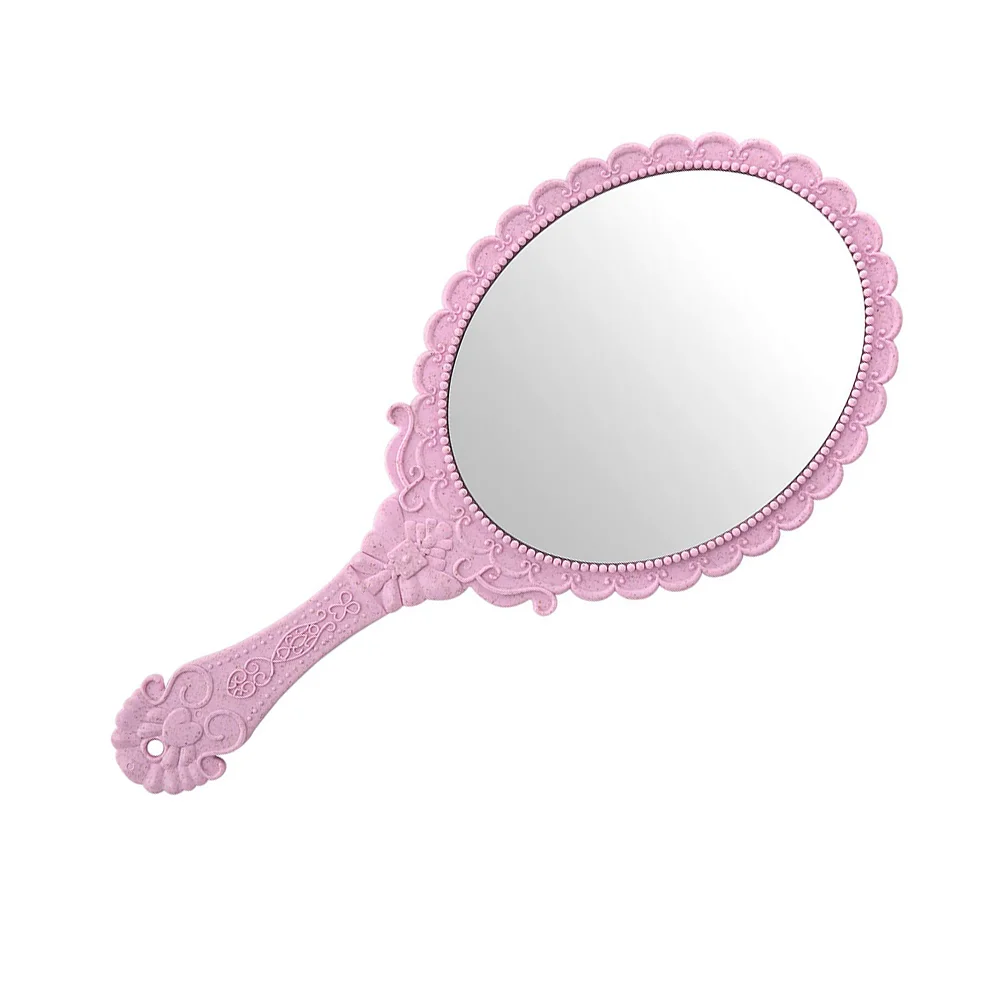 

Mirror Makeup Handheld Hand Portable Travel Girl Folding Magnifying Round Vanity Handle Held European Vintage Barber Purse