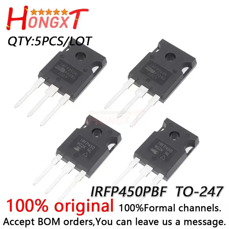 

5PCS 100% NEW Original IRFP450PBF IRFP450 TO-247 N-channel 500V/14A in-line MOSFET field-effect transistor.