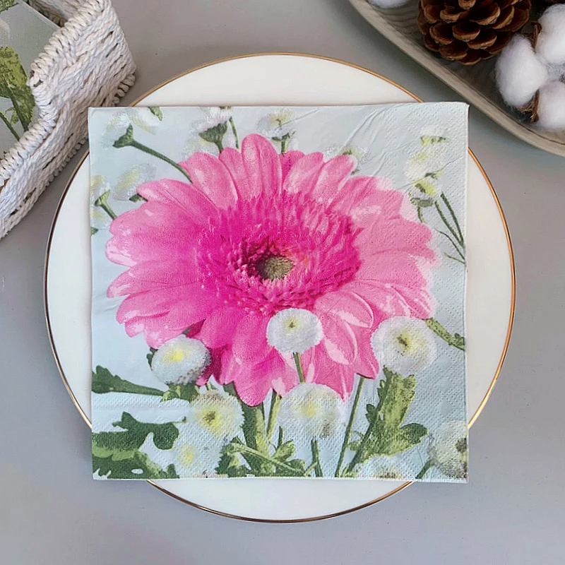 

20 искусственных розовых цветов-маргариток, цветочные салфетки для свадебной вечеринки, товары для дома Deccor