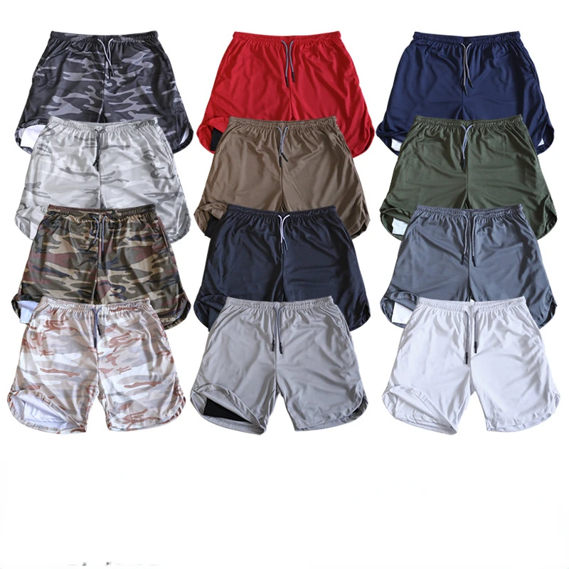 

Обрабатывающие индивидуальные мужские двухслойные спортивные шорты для бега с перекрестными краями шорты для фитнеса уличные шорты больш...