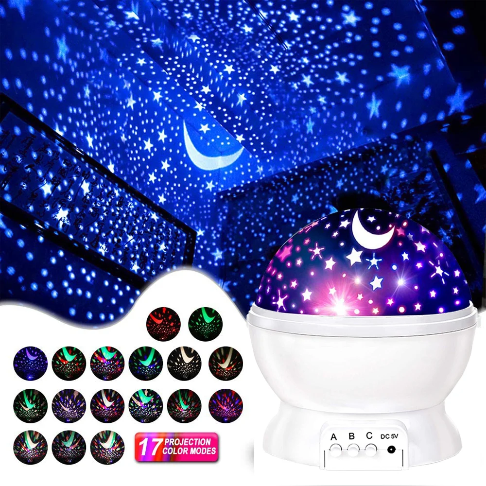 

Проекционная лампа «Звездная Луна», вращающийся Галактический проектор, Ночной светильник, Рождественские огни, Рождественская декоратив...