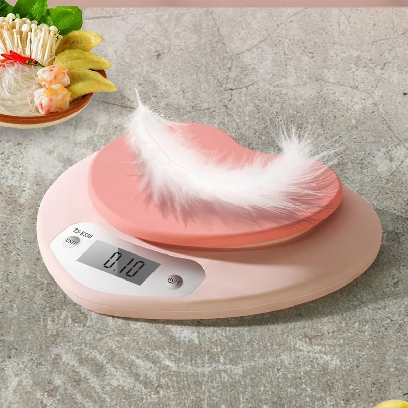 

Electronic Kitchen Scale 5kg Weight Grams Digital Balance Precision Accurate Pink Heart-shaped LCD Food Scale Baking Series