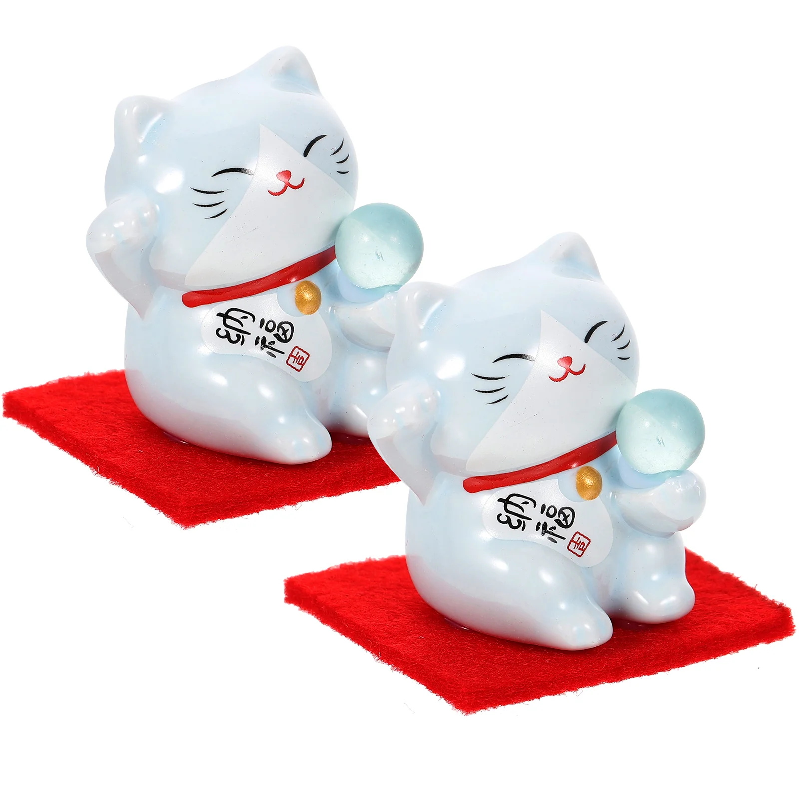 

2pcs Delicate Portable Smooth Miniature Cat Ornament Fortune Cat Statue Exquisite Cat Craft Small Cat Figurine for Gift Option