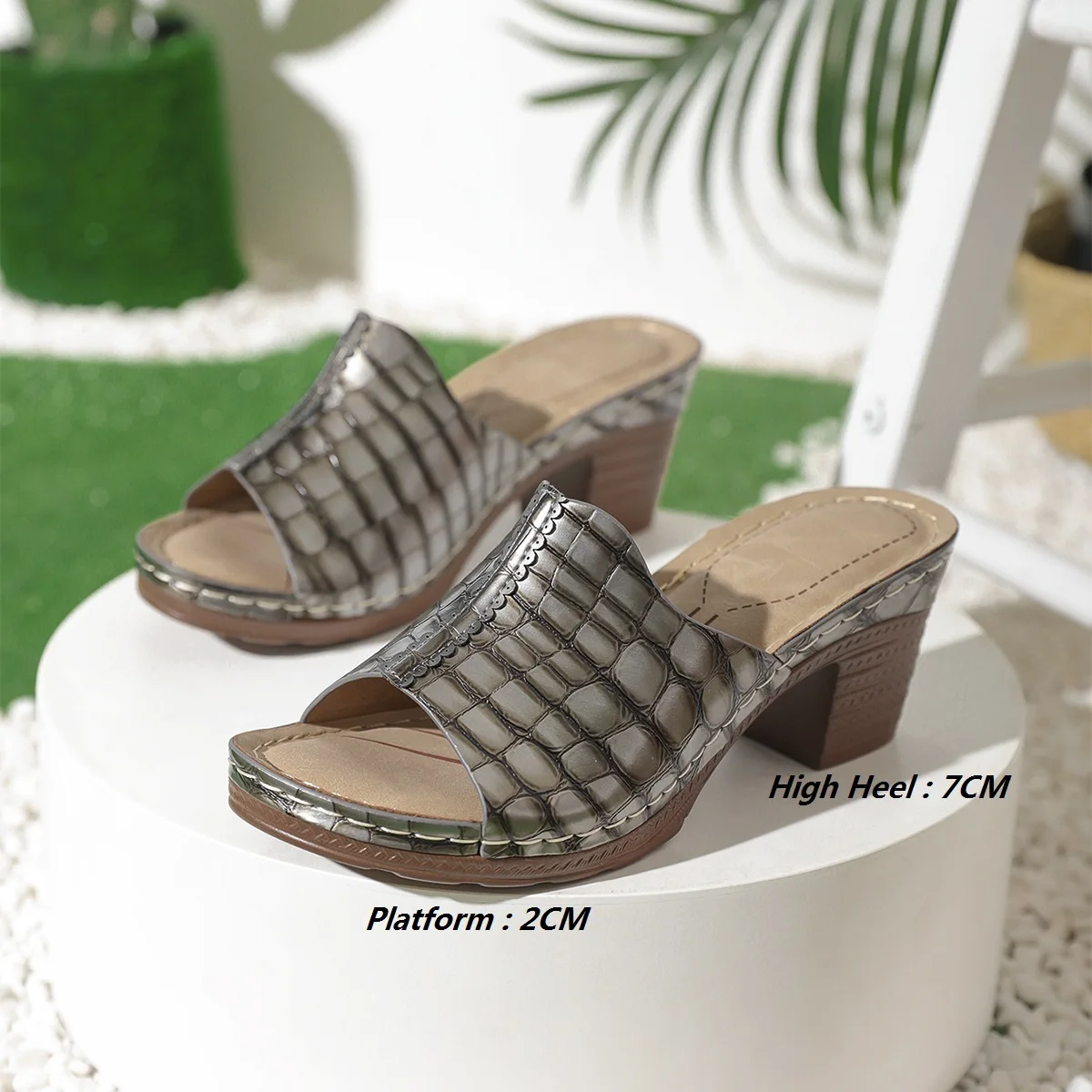 

Женские босоножки на высоком каблуке, сандалии с полупальмовым верхом, римские сандалии на массивном каблуке, размеры 36-43, лето 2024