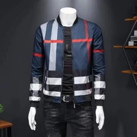 new jackets for men spring autumn mens clothing striped design fashion jacket men casual daily wearing slim style jacket men