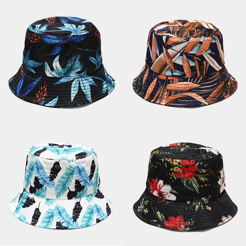 

New Women Flowers Pattern Bucket Hats Cotton Fisherman's Hat Casual Fashion Hat Simple Foldable Sun Caps Outdoor Travel Cap