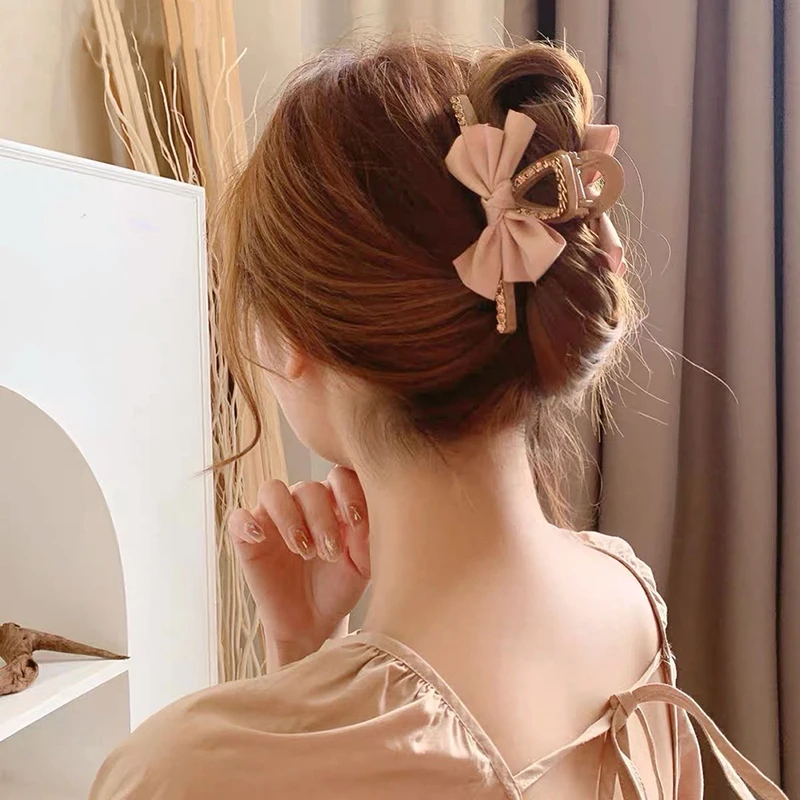 

Elegant Big Bowknot Ribbon Hair Claws Black Champagne Korean Style Hair Crab Clips Barrettes Hairpins Hair Accesorios