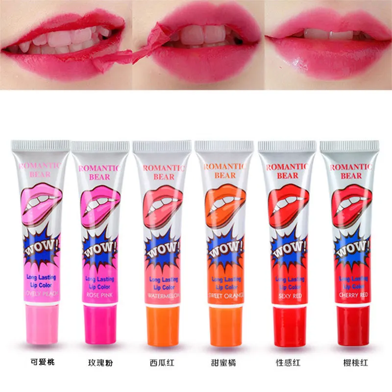 

6 Colors Amazing Peel Off Liquid Lipstick Waterproof Long Lasting Lip Gloss Tint Moisturizing Tear Off Lip Stain Makeup Cosmetic