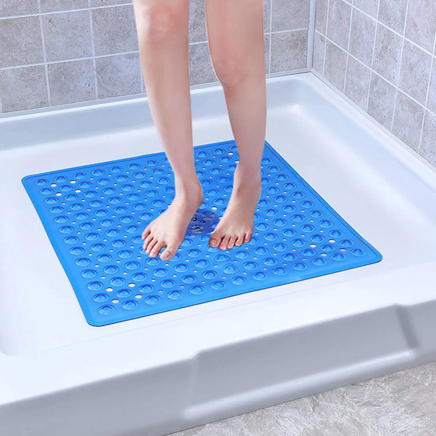 square non slip bath shower bathroom floor bathtub mat with suction cups for home hotels restaurants balcony 53x53cm free global shipping