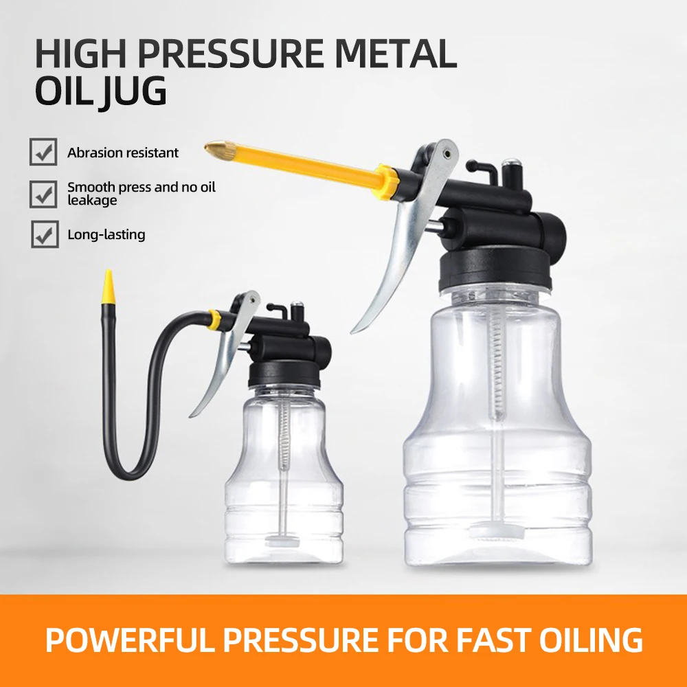 

250ml Oiler Grease Guns Equipment Transparent High Pressure Pump Oiler Lubrication Oil Can Plastic Machine Oil Pot Extended Hose