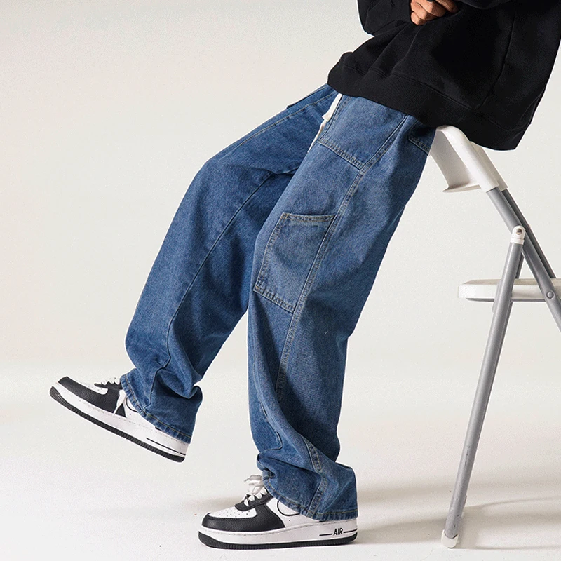 Women's Fashion Y2K Clothes White Jeans Men Wide Baggy Printed Denim Pants For Women Straight Trousers Teachwear Streetwear