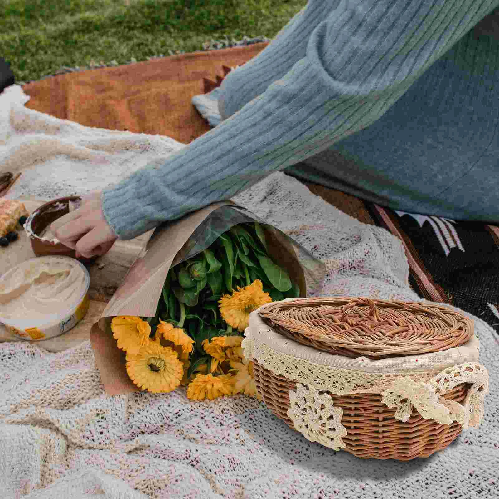 

1pc Rattan Woven Storage Basket Household Storage Basket (Light Brown)