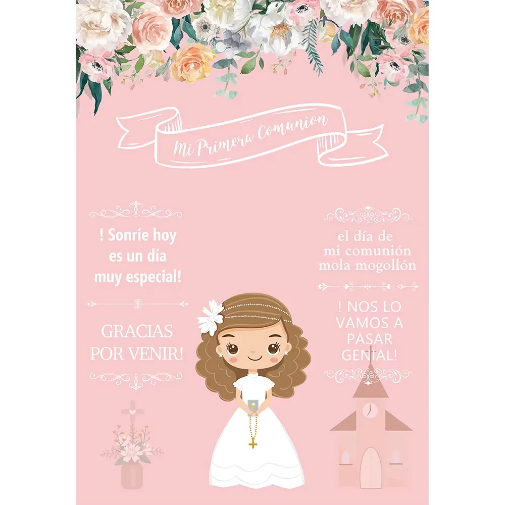 Мальчики Девочки Тема Первого Святого Причастия Индивидуальный Праздничный Фон