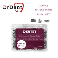 drdent 200pcsbox dental orthodontic buccal tube 1st2nd molar bondable monoblock n convertible single mesh base roth 0 022
