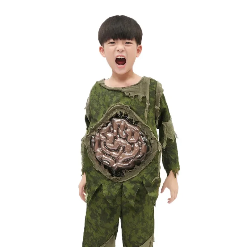 Маска призрака зомби на Хэллоуин камуфляжная ужасная одежда из вискозы Страшные