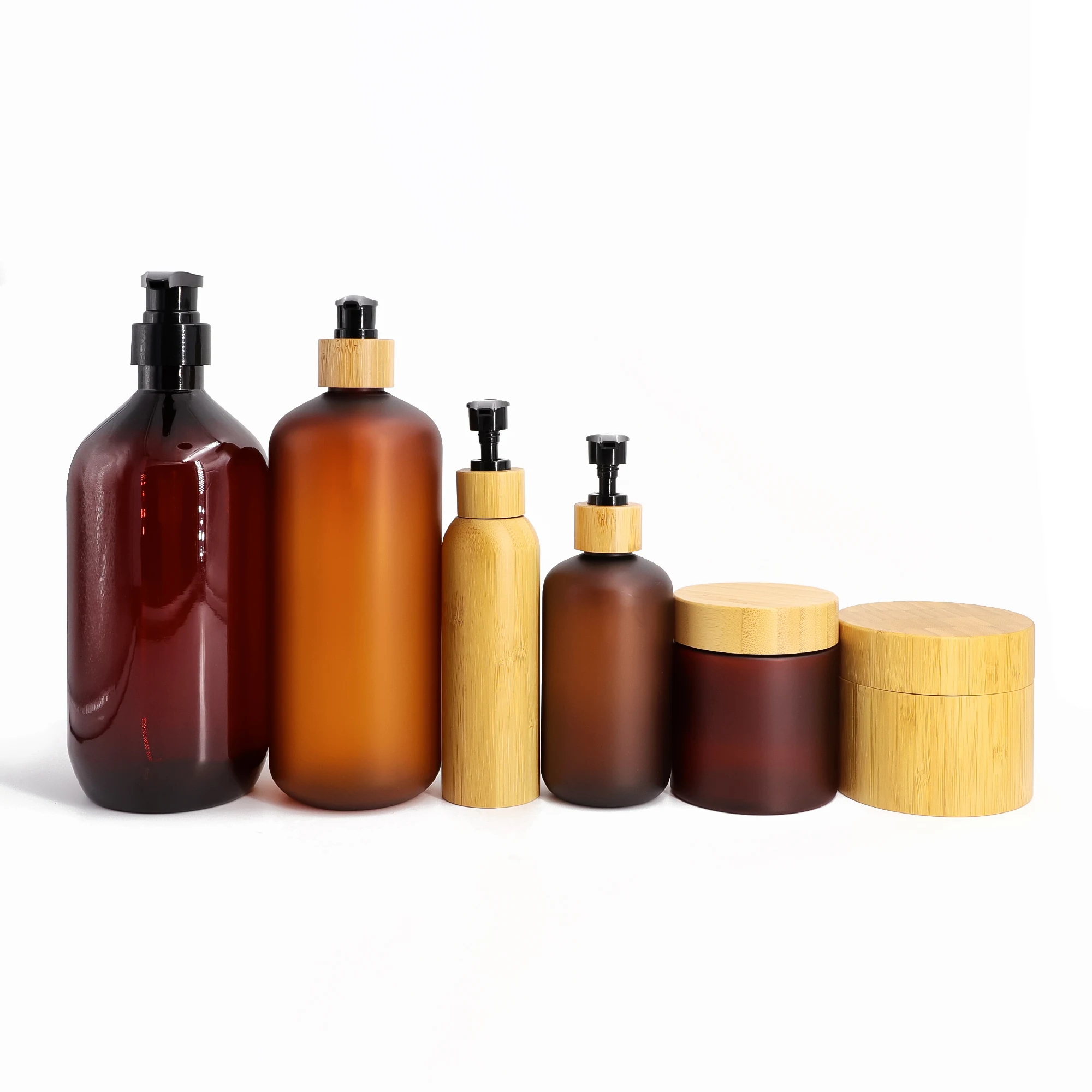 Empty Amber Plastic Bottles Jars ,Containers With Flip Cap For Shampoo, Lotions, Liquid Body Soap Packaging For Cosmetics