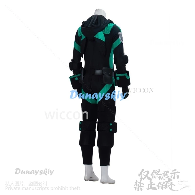 Аниме My Heo Academy Косплей Midoriya Izuku Костюм Парик Черная боевая форма Полный комплект