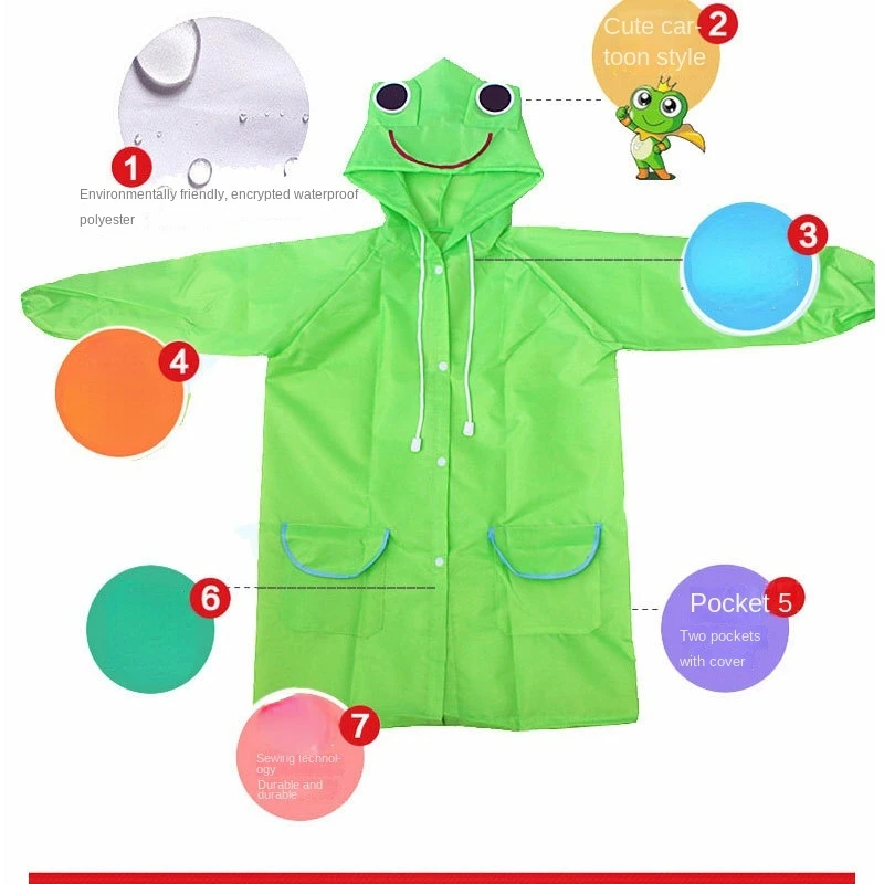 

1PC Cartoon Animal Style Waterproof Kids Raincoat For Children Rain Coat Rainwear/Rainsuit Student Poncho