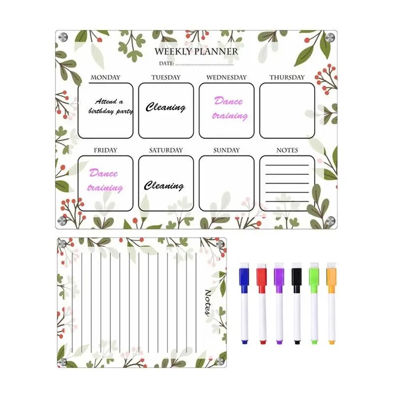 

Weekly Magnetic Calendar For Fridge Acrylic Weekly Planner Dry Erase Board Strong Magnet Note Board For To Do List Checklist