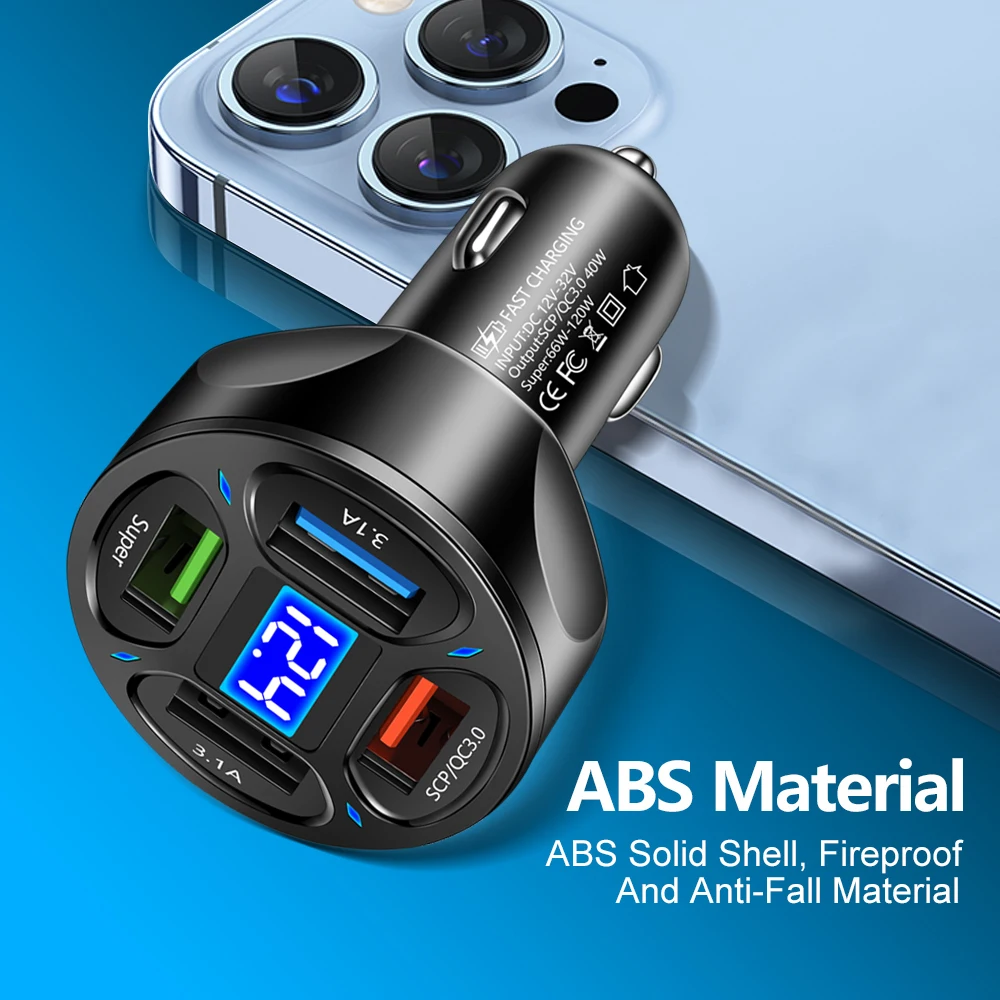 4-портовый USB-адаптер для автомобильного зарядного устройства телефона ПК