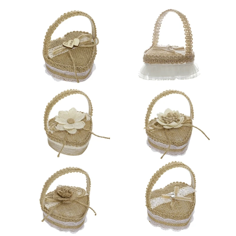 

Elegant Wedding Box Decoration Ring Bearer Pillow Flower Girl Basket Wedding Decoration Accessory Party Supplies